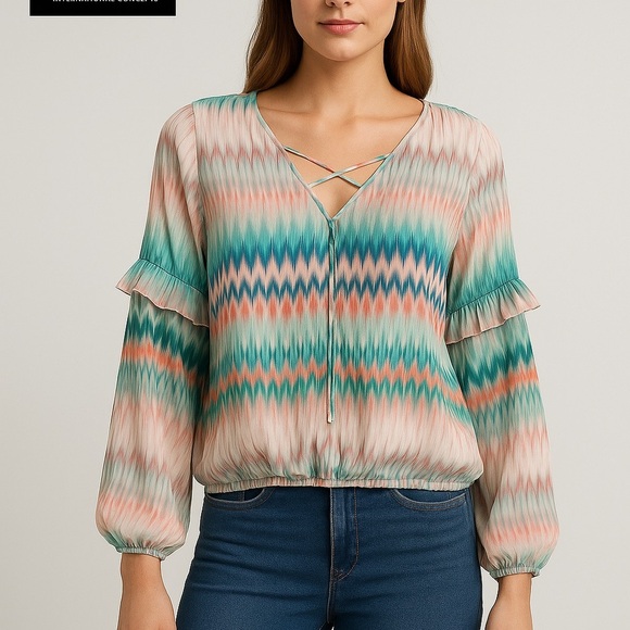 INC multicolor Boho peasant blouse - Picture 1 of 9